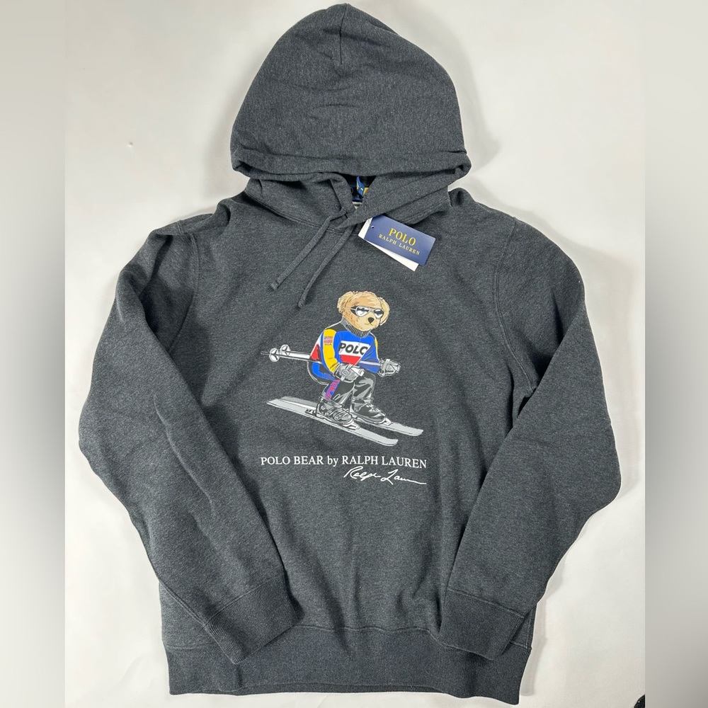 Polo By Ralph Lauren - Dark Gray USA Alpine Ski Bear Hoodie - Men’s Size L